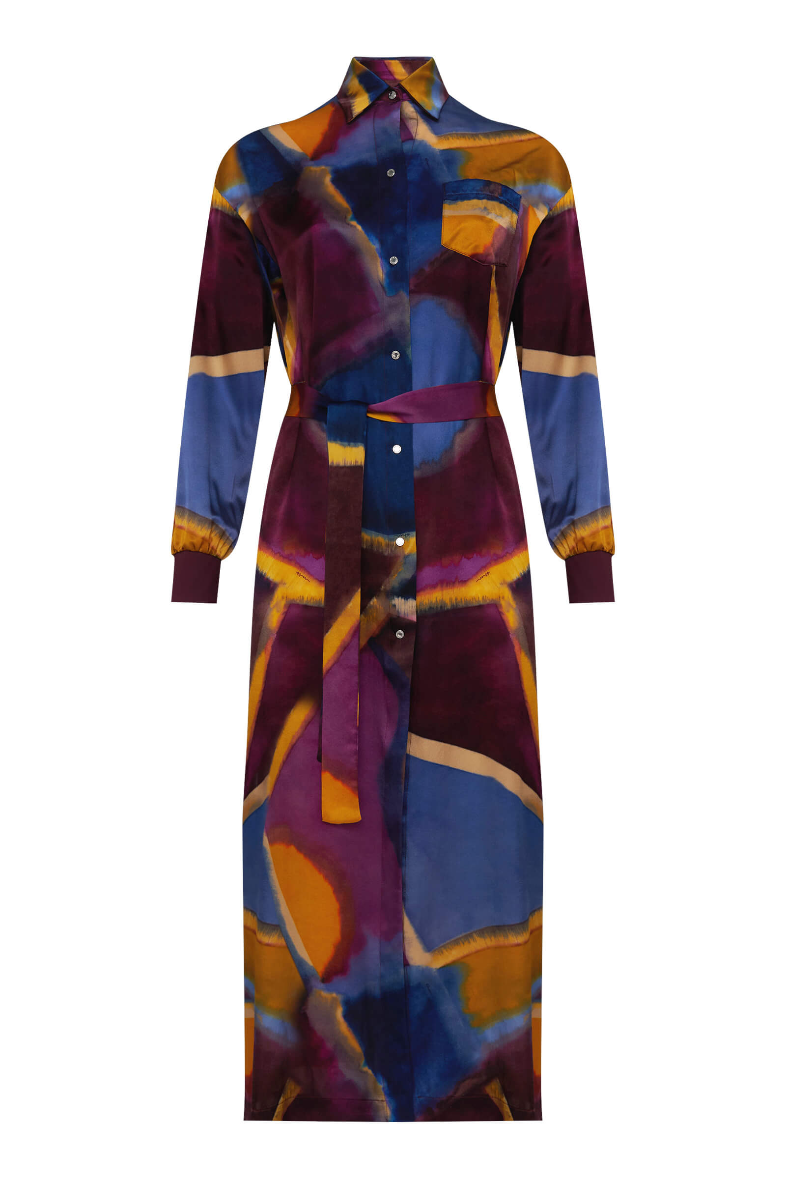 Шелковое платье-рубашка с поясом Shan 