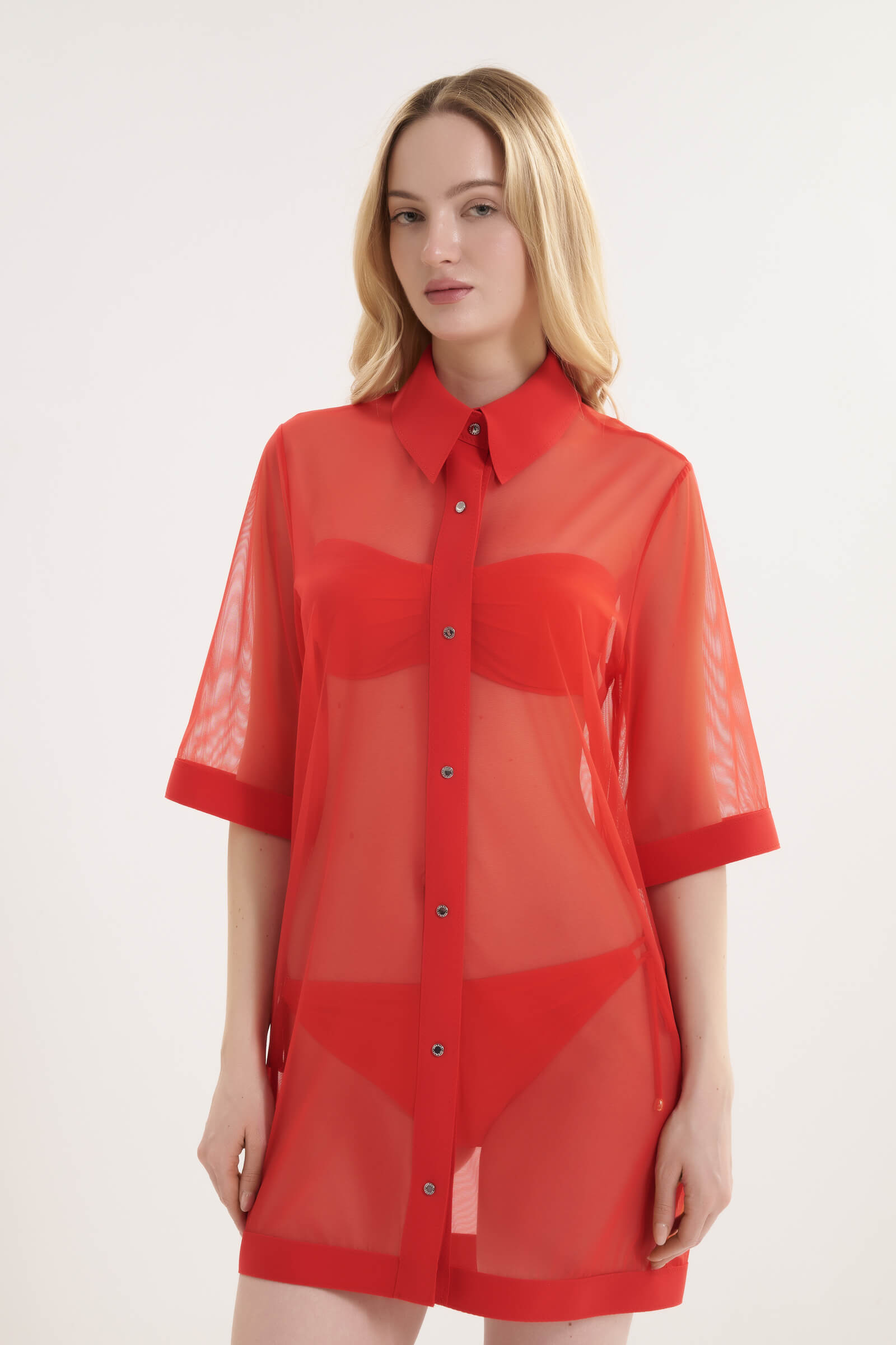 Прозрачная туника на заклепках Shan 