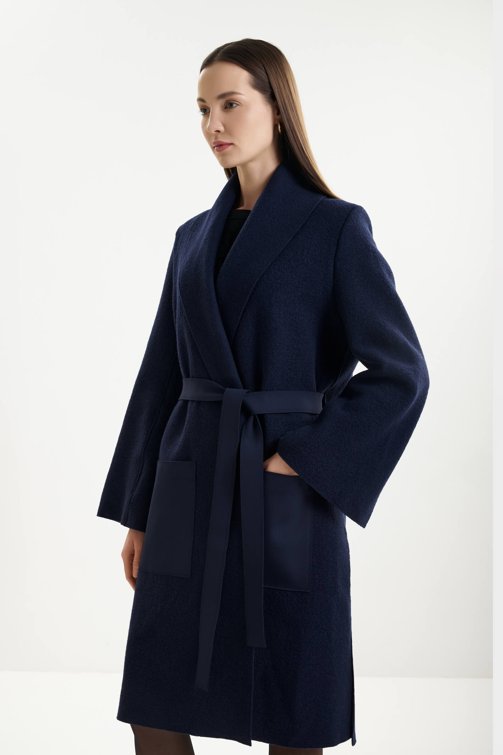 Шерстяное пальто с поясом Shan 