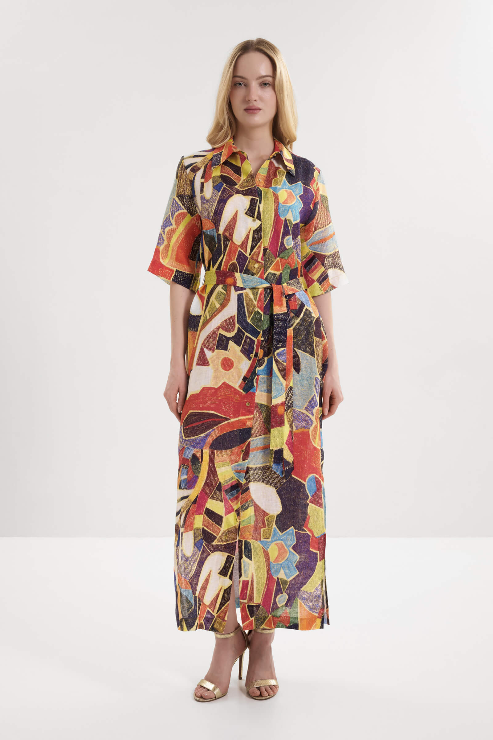 Платье-рубашка из 100% льна Shan 