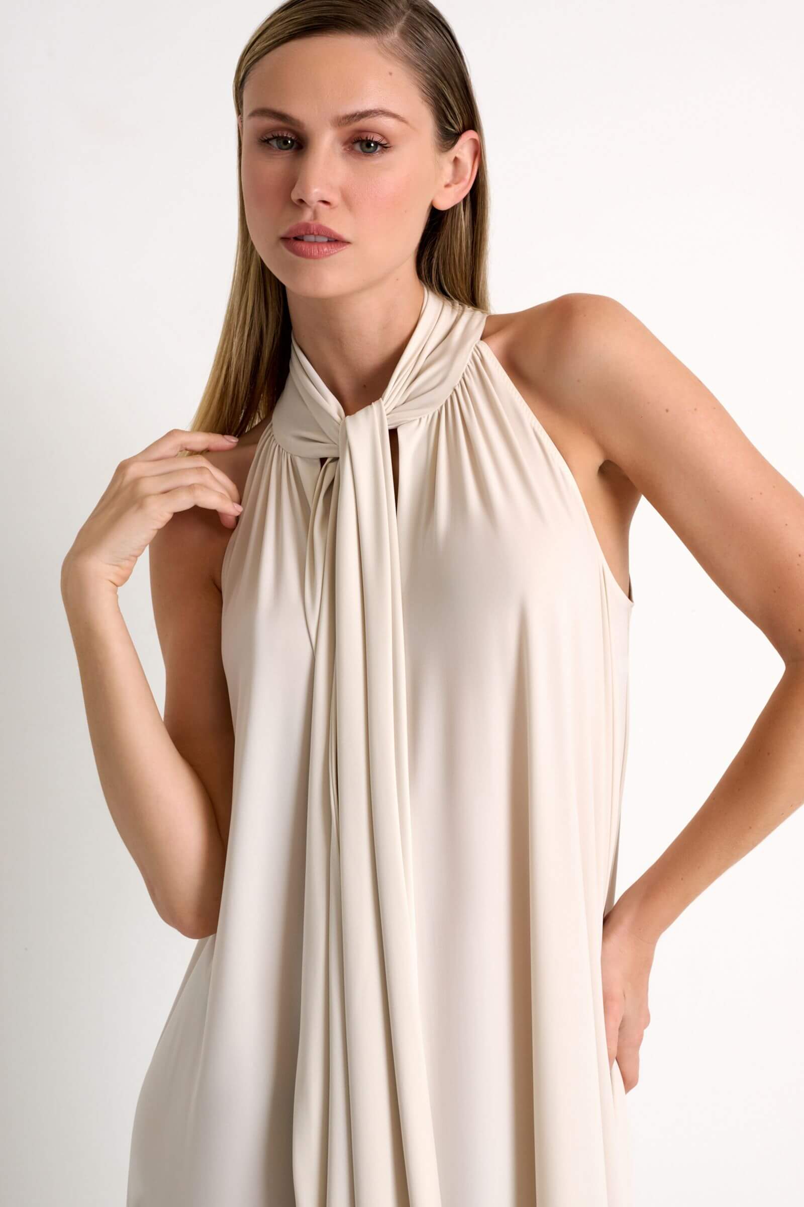 Платье макси с воротником-аскот Shan 