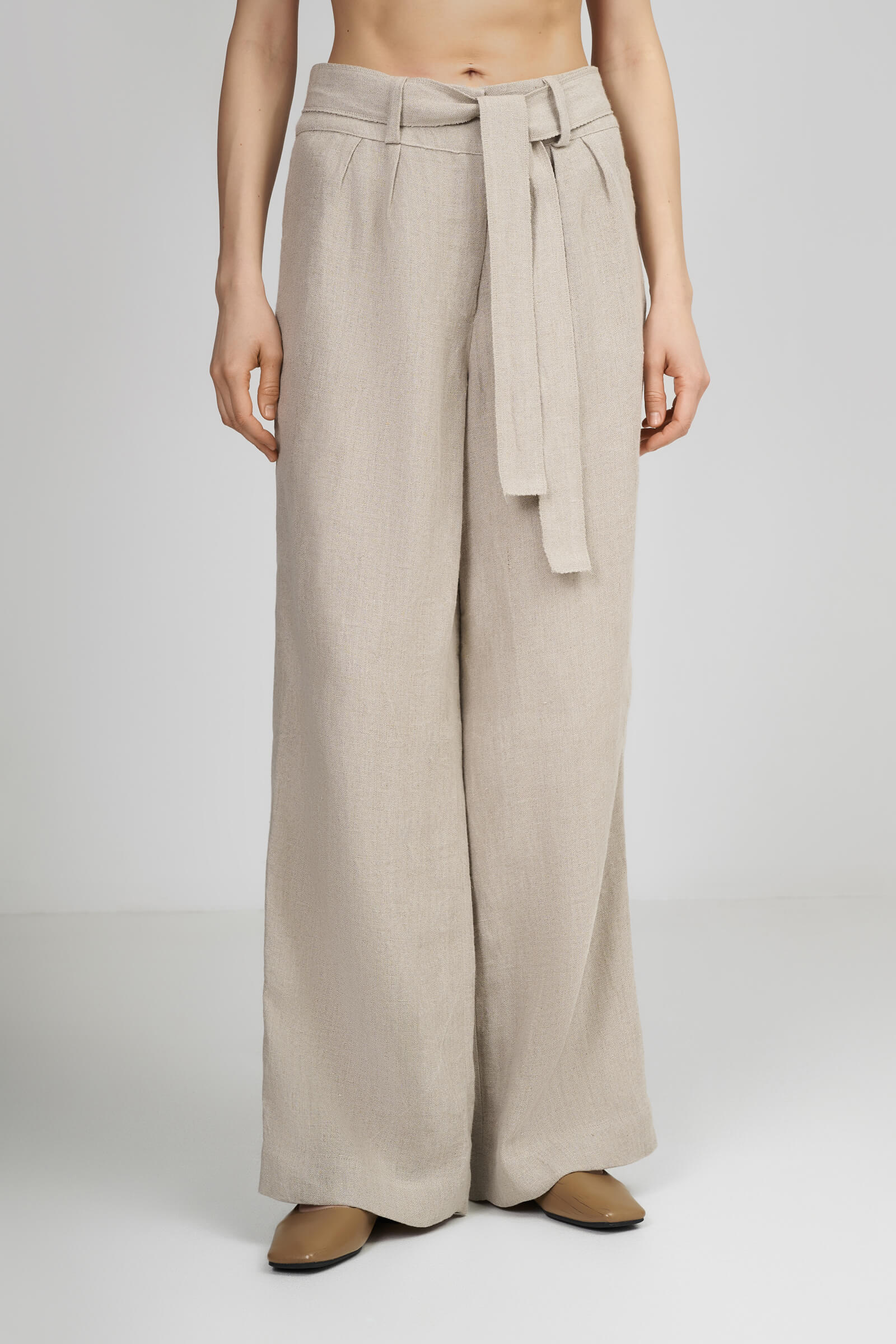 Льняные брюки со съемным поясом Shan 