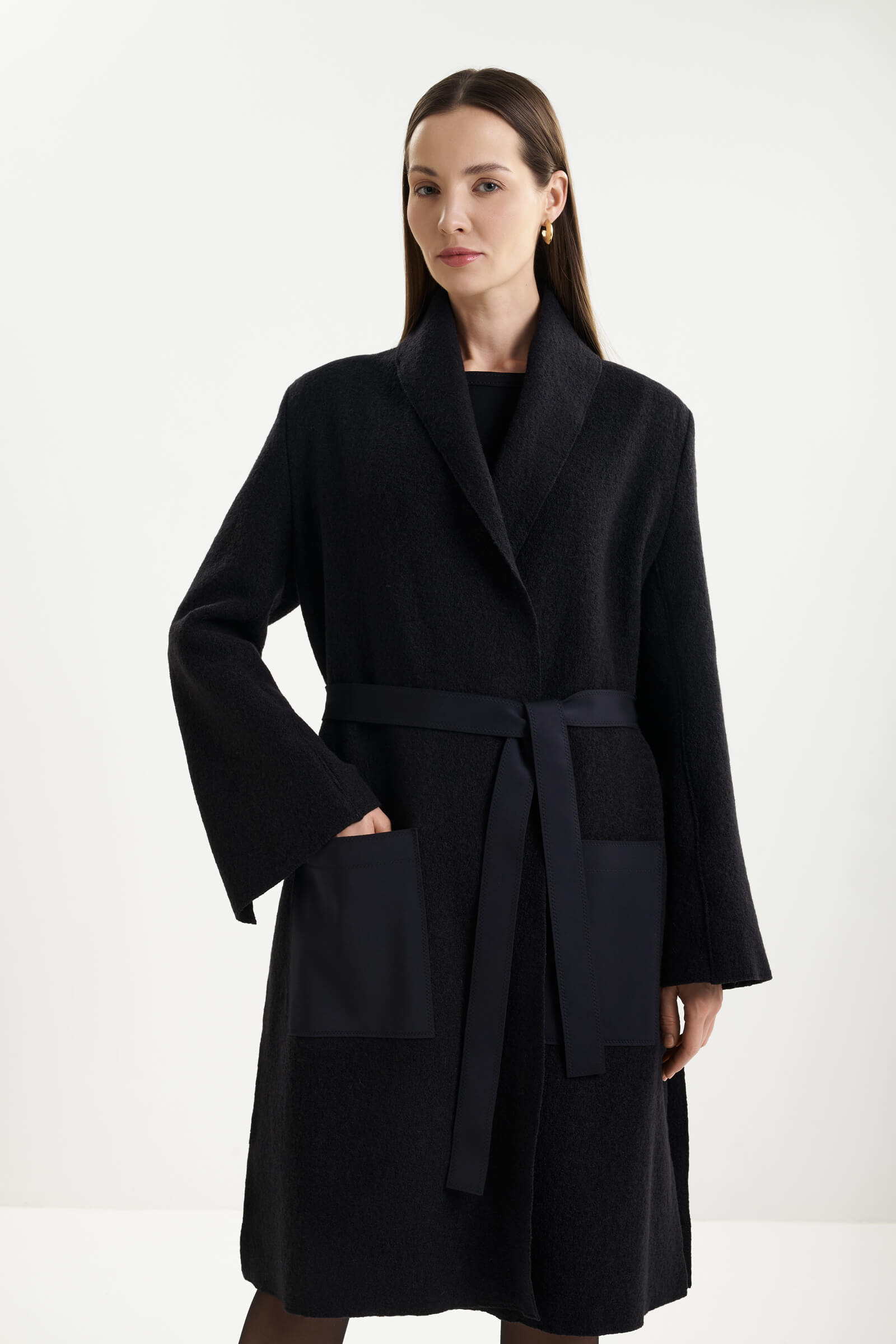 Шерстяное пальто с поясом Shan 