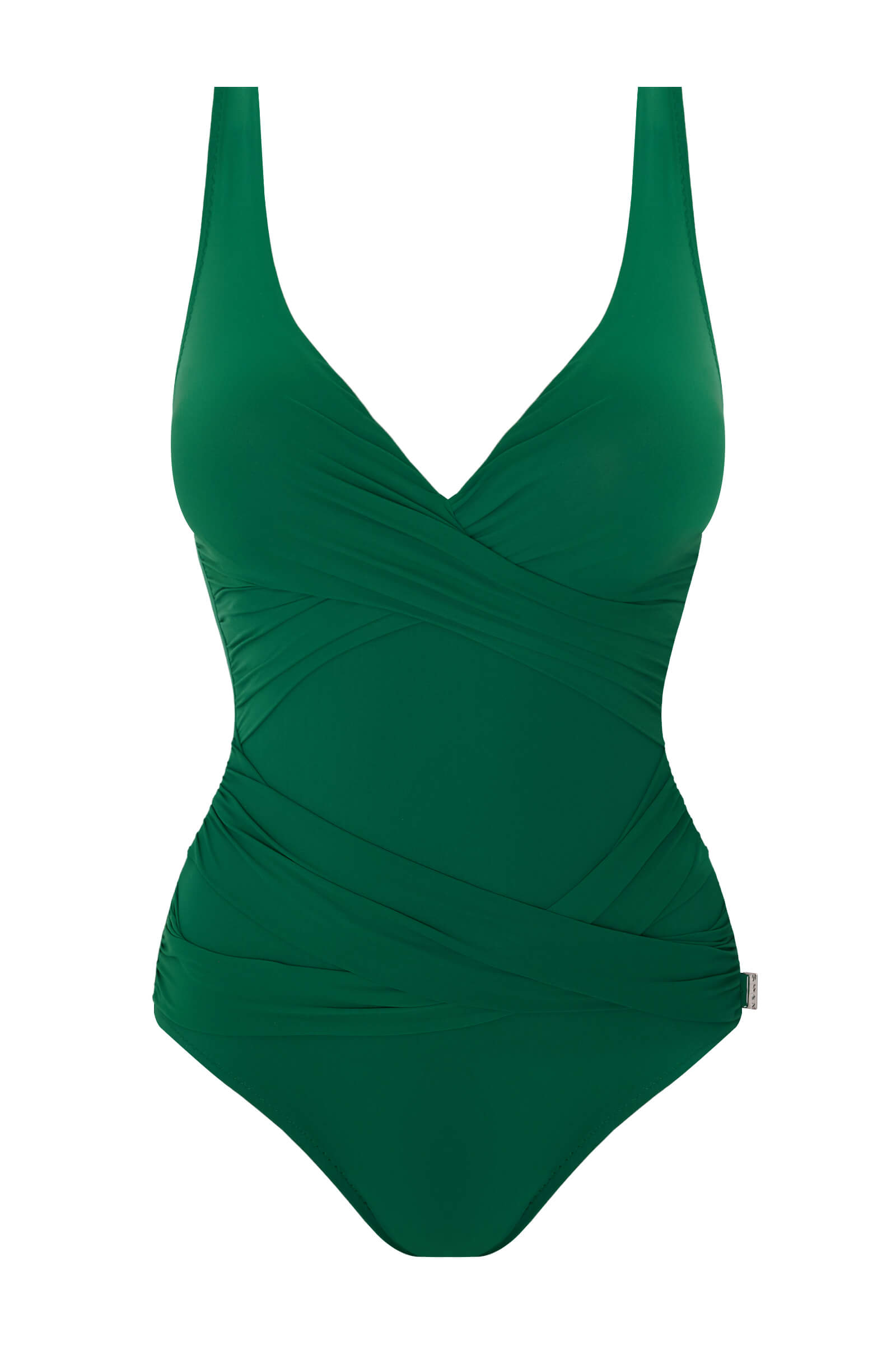 Слитный купальник с глубоким вырезом и драпировкой Shan 