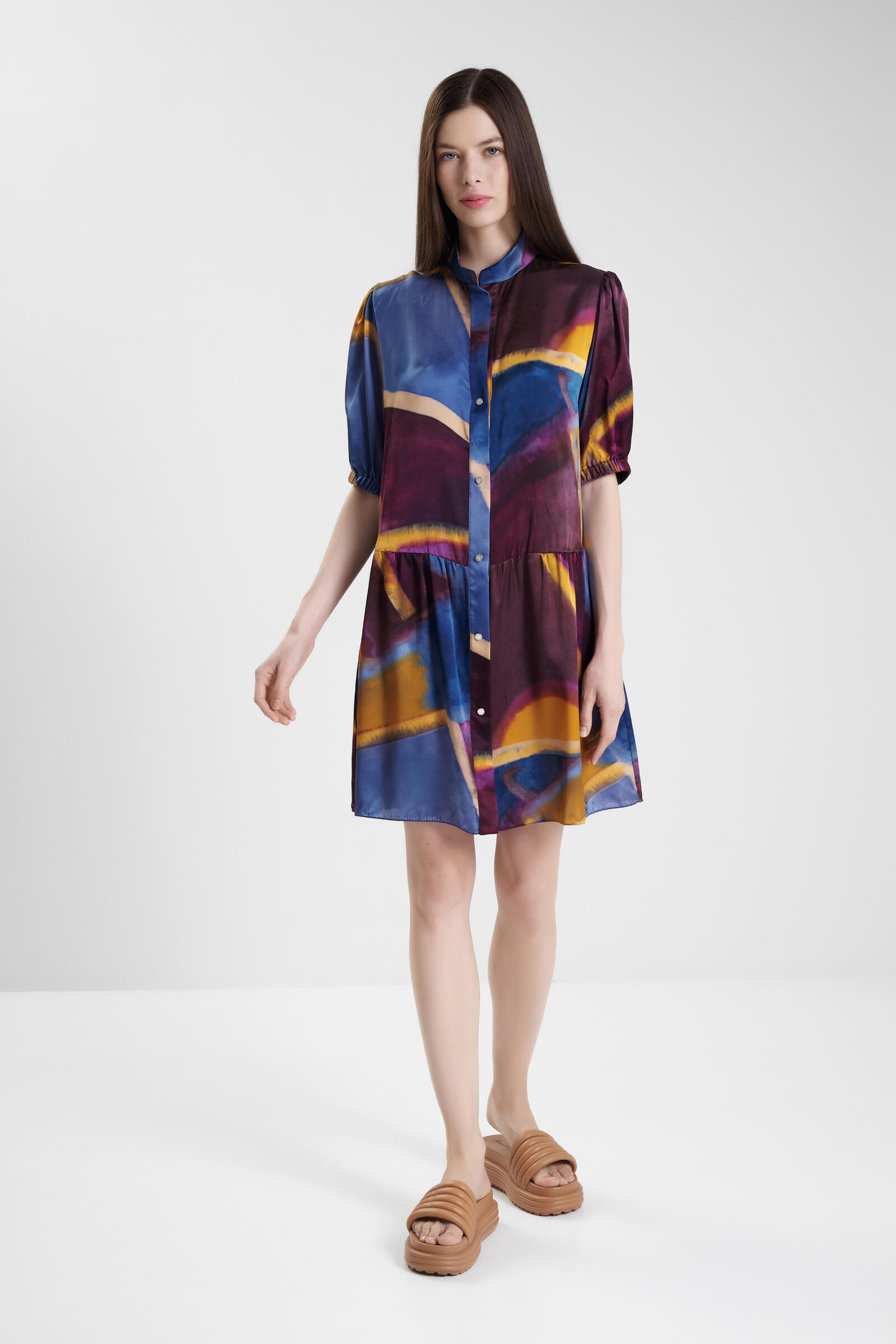 Платье-рубашка из 100% шелка Shan 