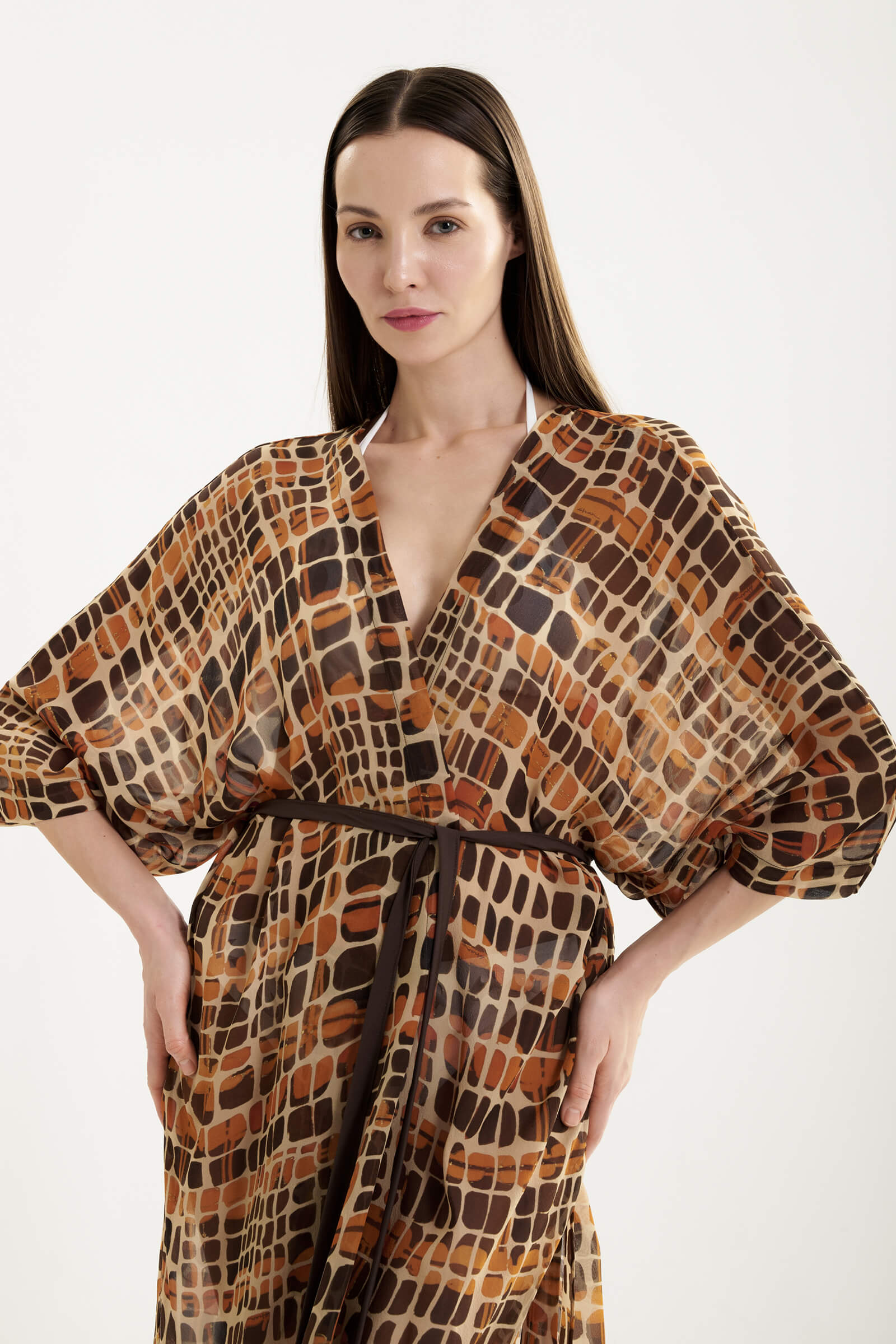 Шелковый пляжный халат Shan 