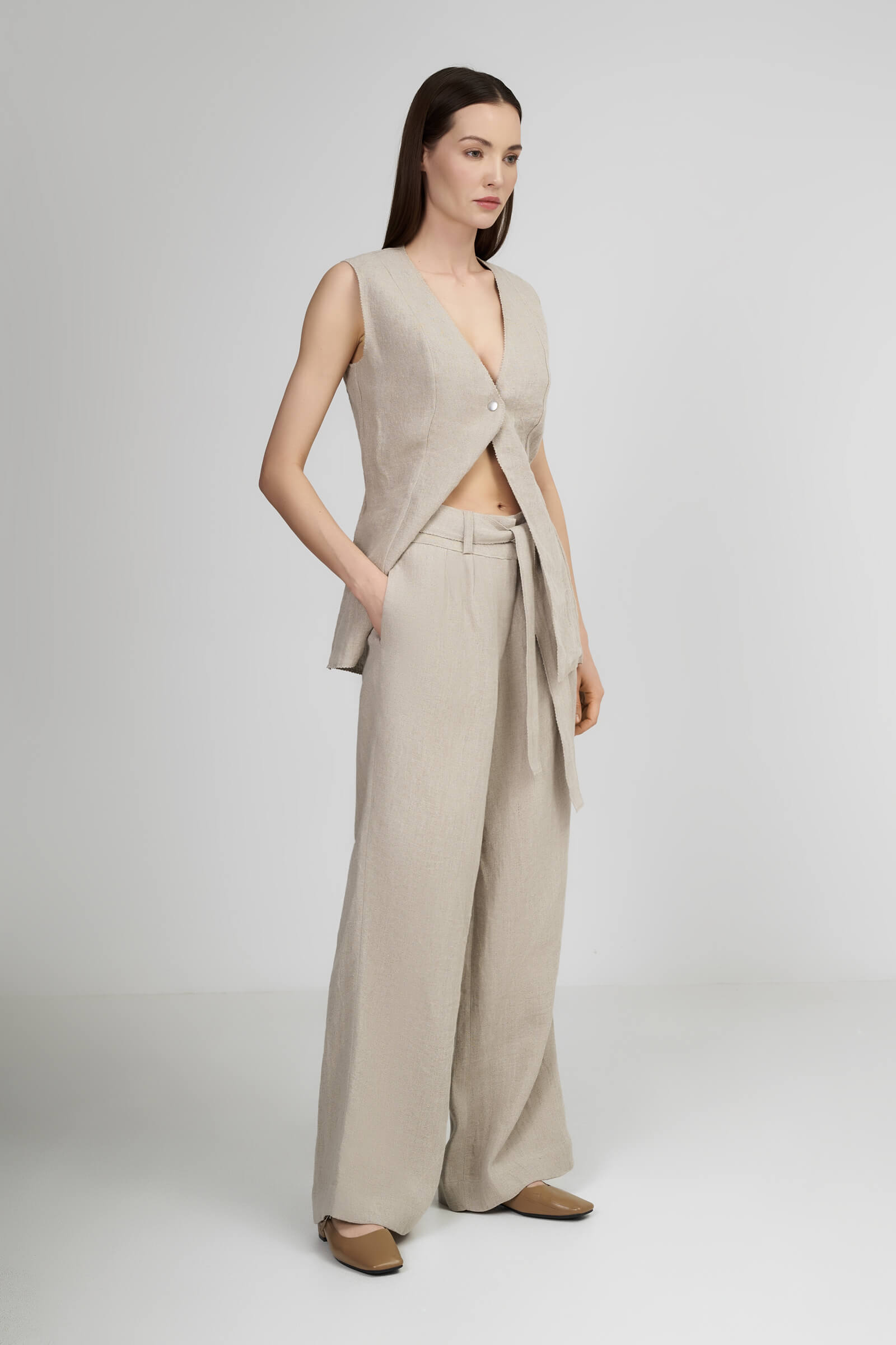 Льняные брюки со съемным поясом Shan 