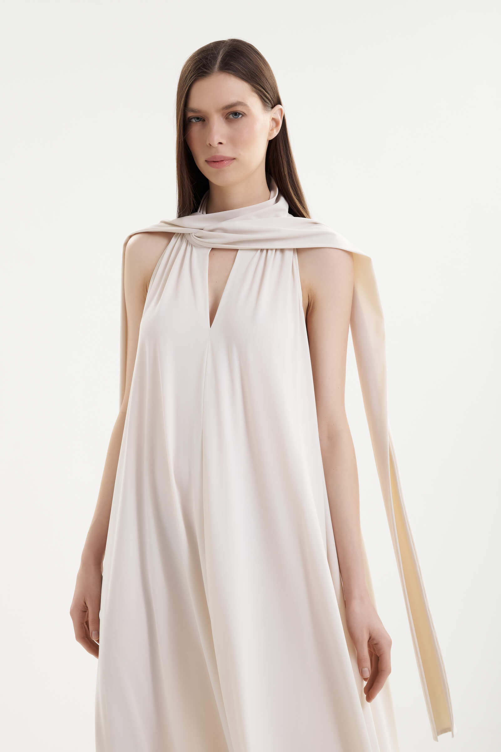 Платье макси с воротником-аскот Shan 