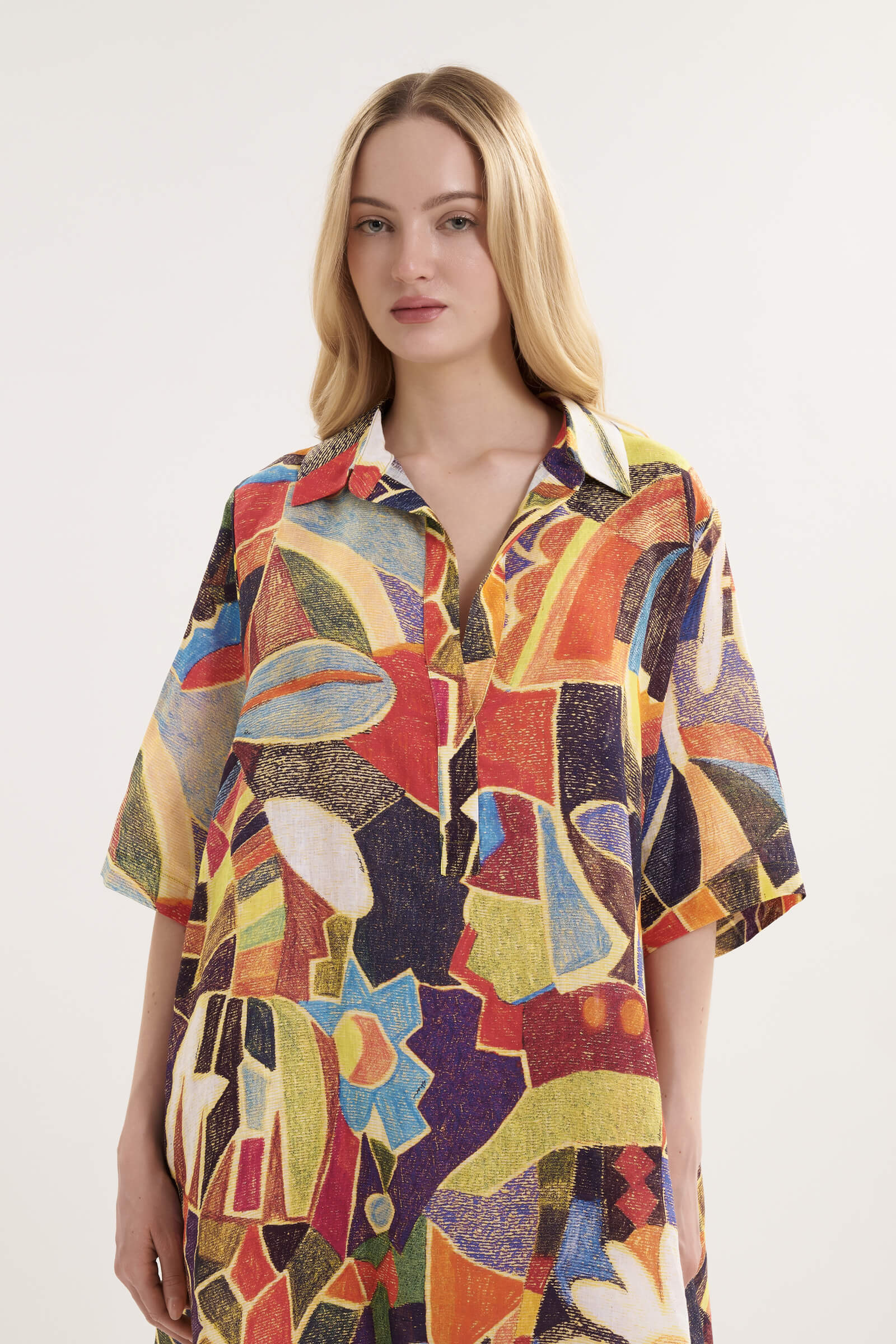 Платье-рубашка из 100% льна Shan 