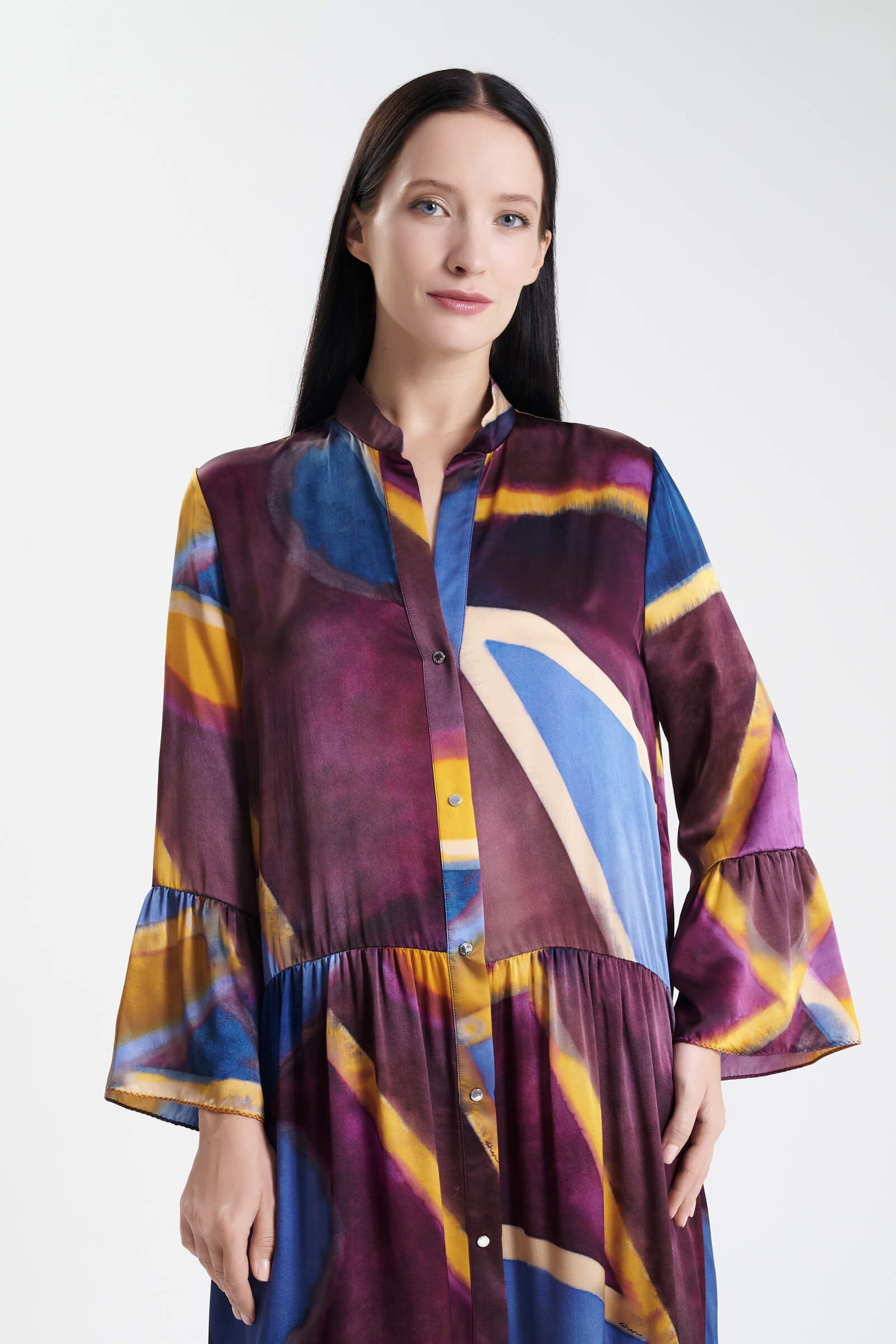 Шелковое платье-рубашка свободного кроя Shan 