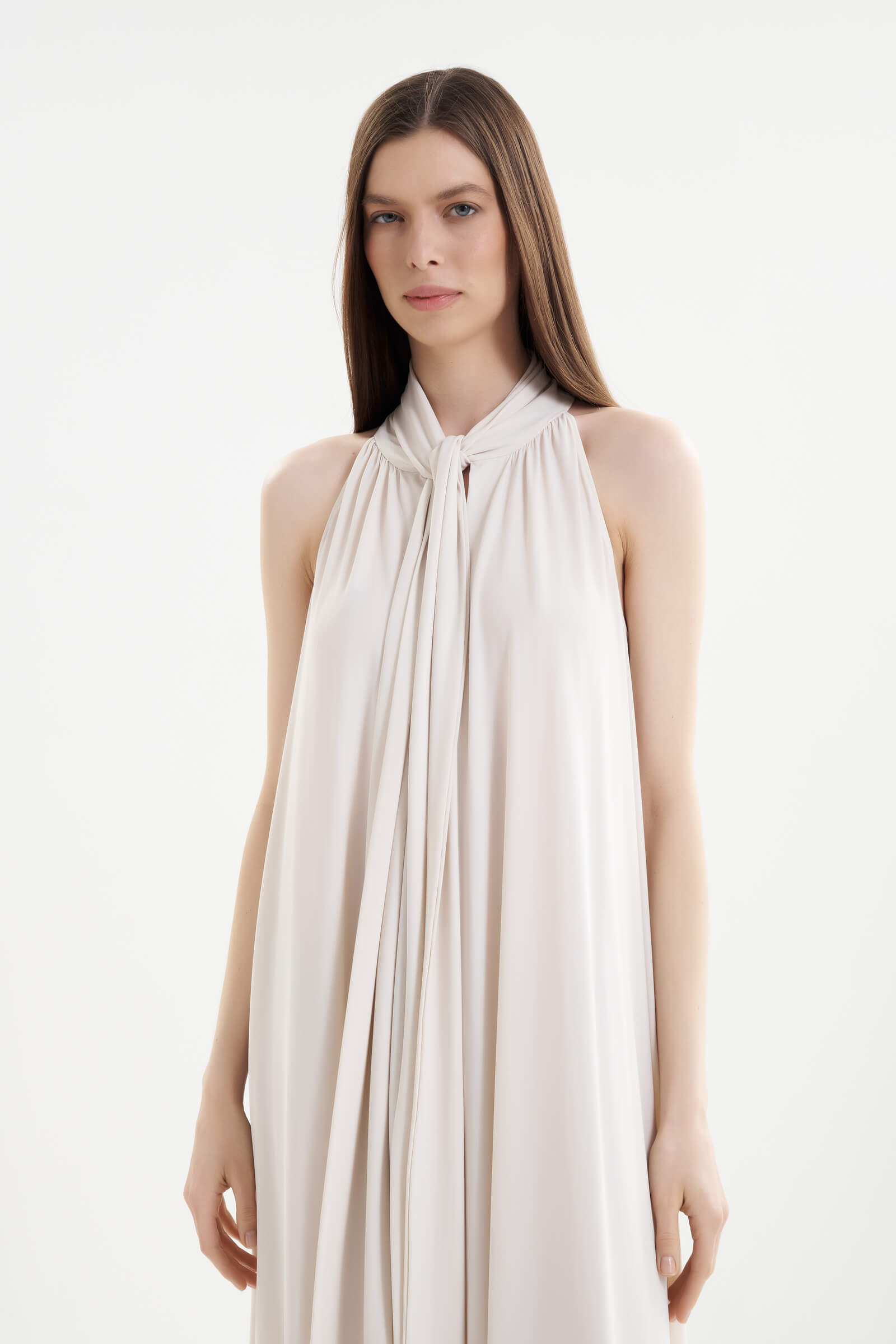 Платье макси с воротником-аскот Shan 