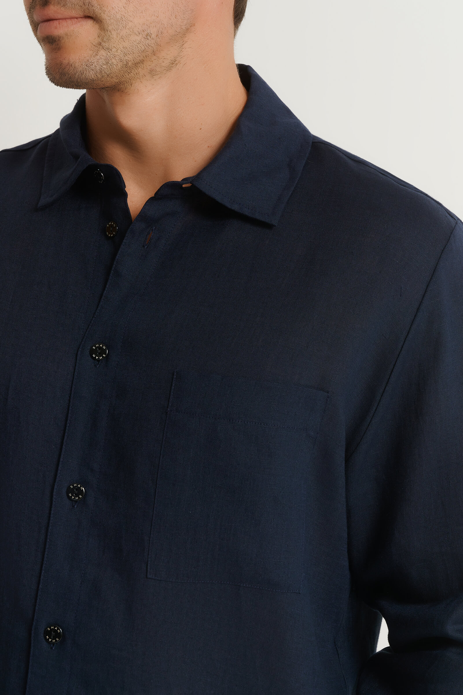 Льняная рубашка с длинным рукавом Shan 