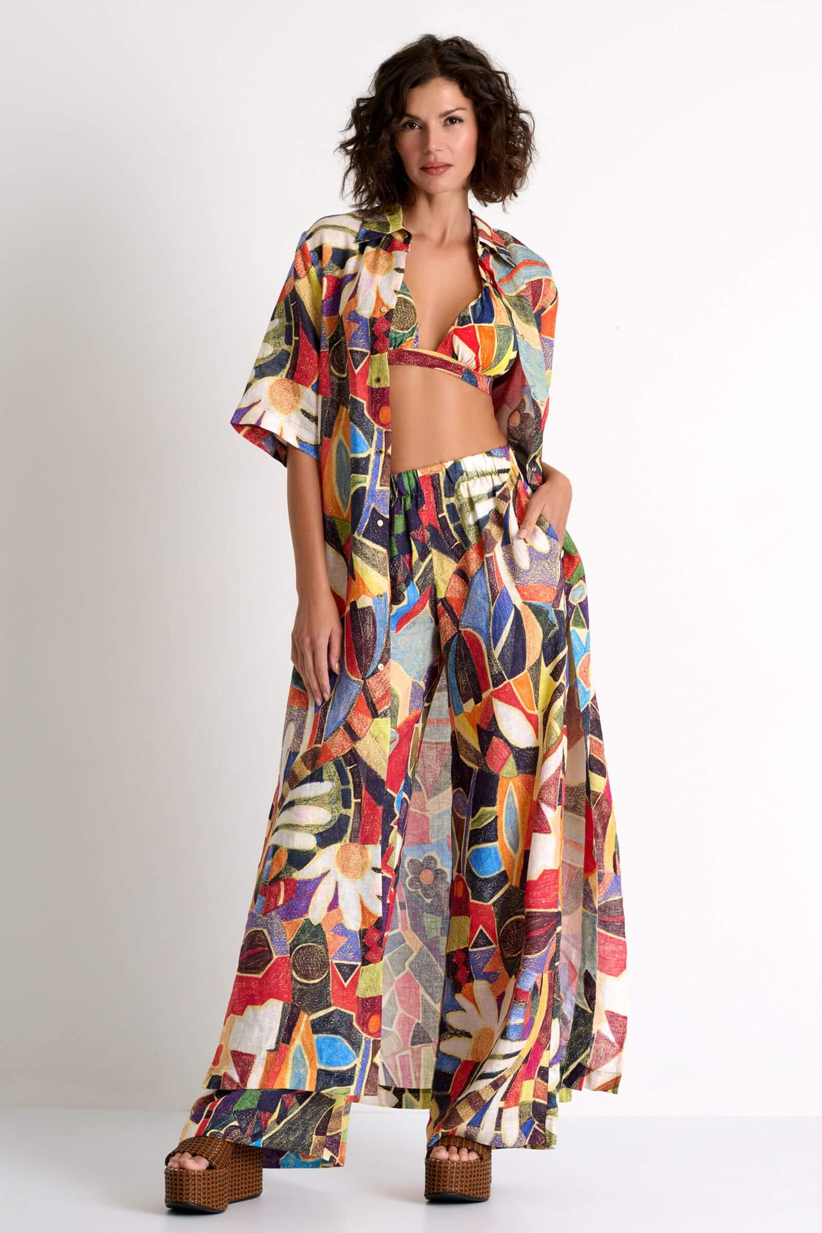 Платье-рубашка из 100% льна Shan 