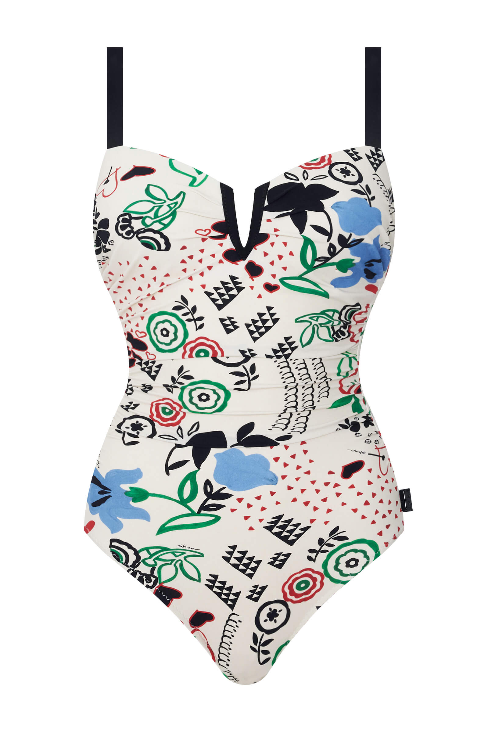 Слитный купальник с V-образной косточкой-разделителем Shan 