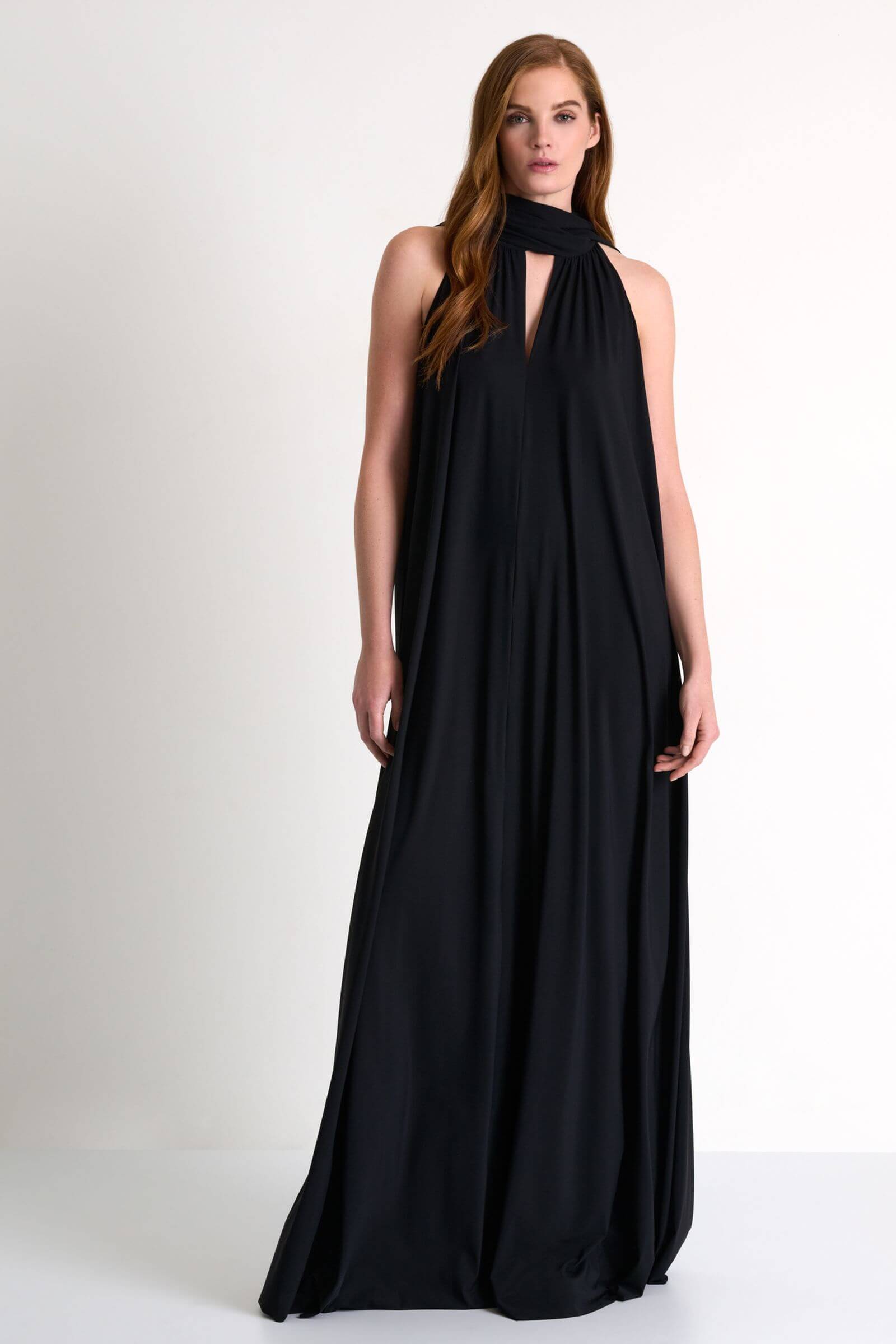 Платье макси с воротником-аскот Shan 