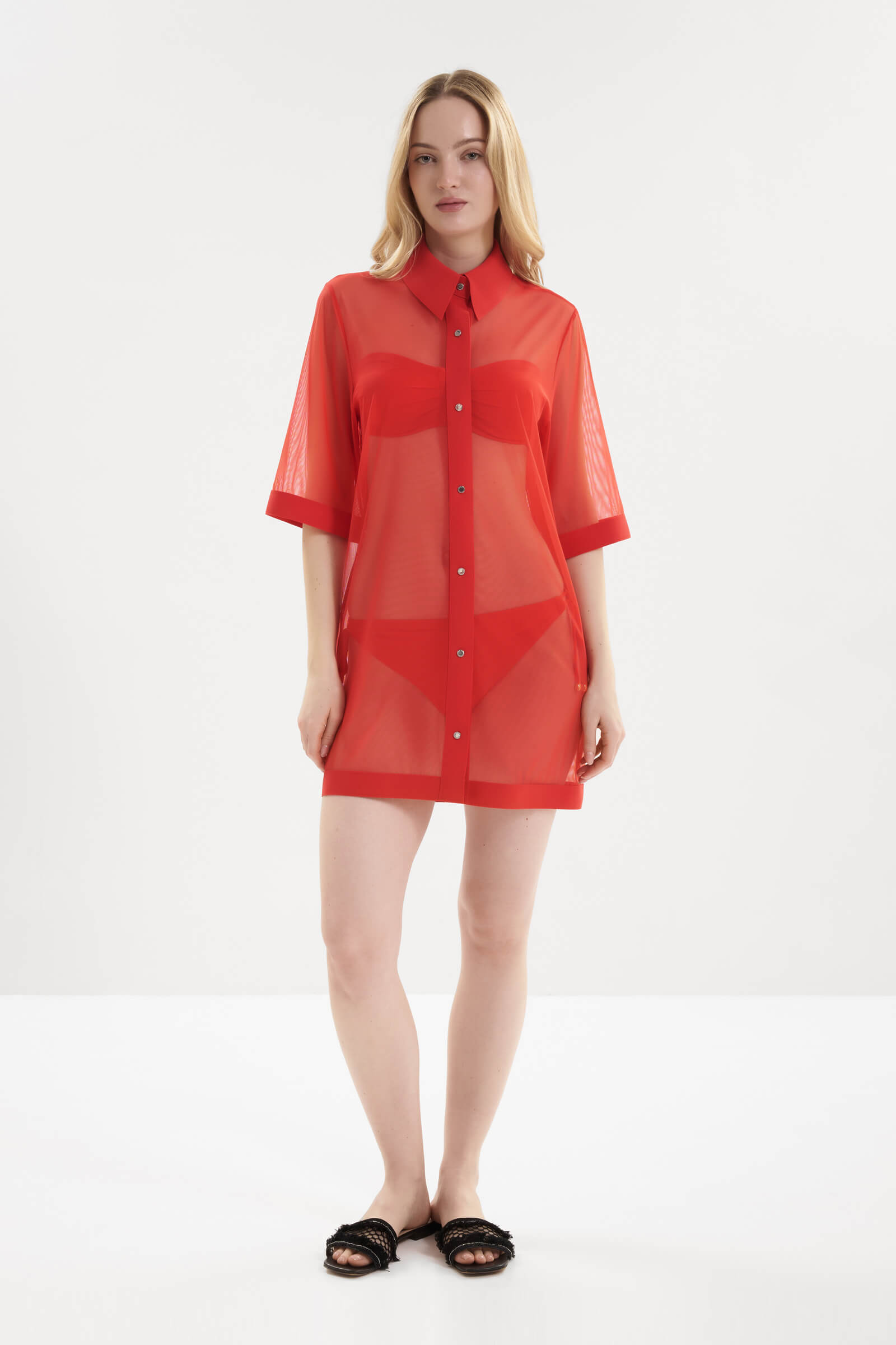 Прозрачная туника на заклепках Shan 