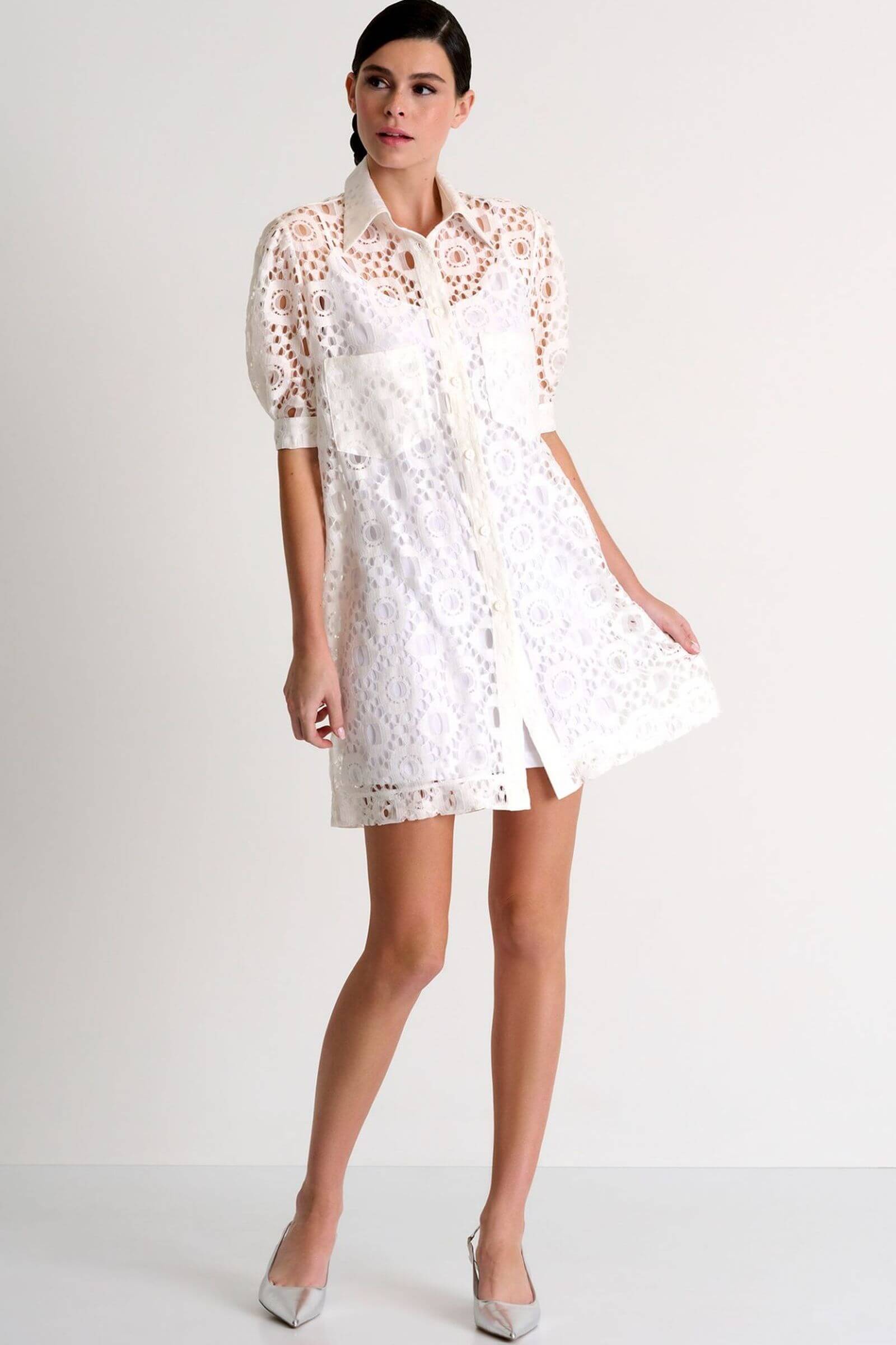 Кружевное платье-рубашка из смесового хлопка Shan 