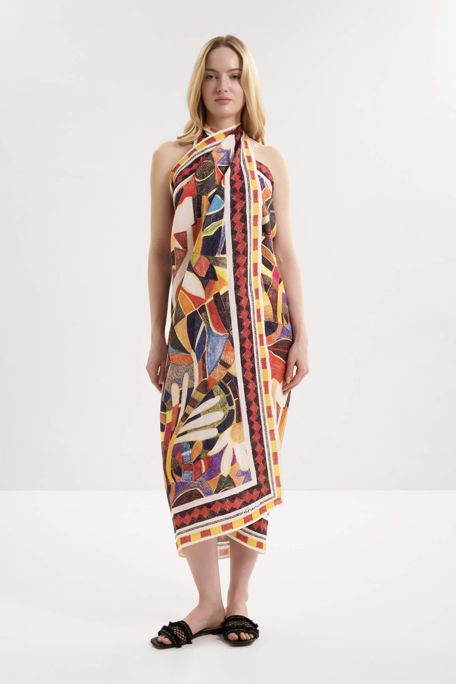 Парео из 100% льна с принтом Shan 