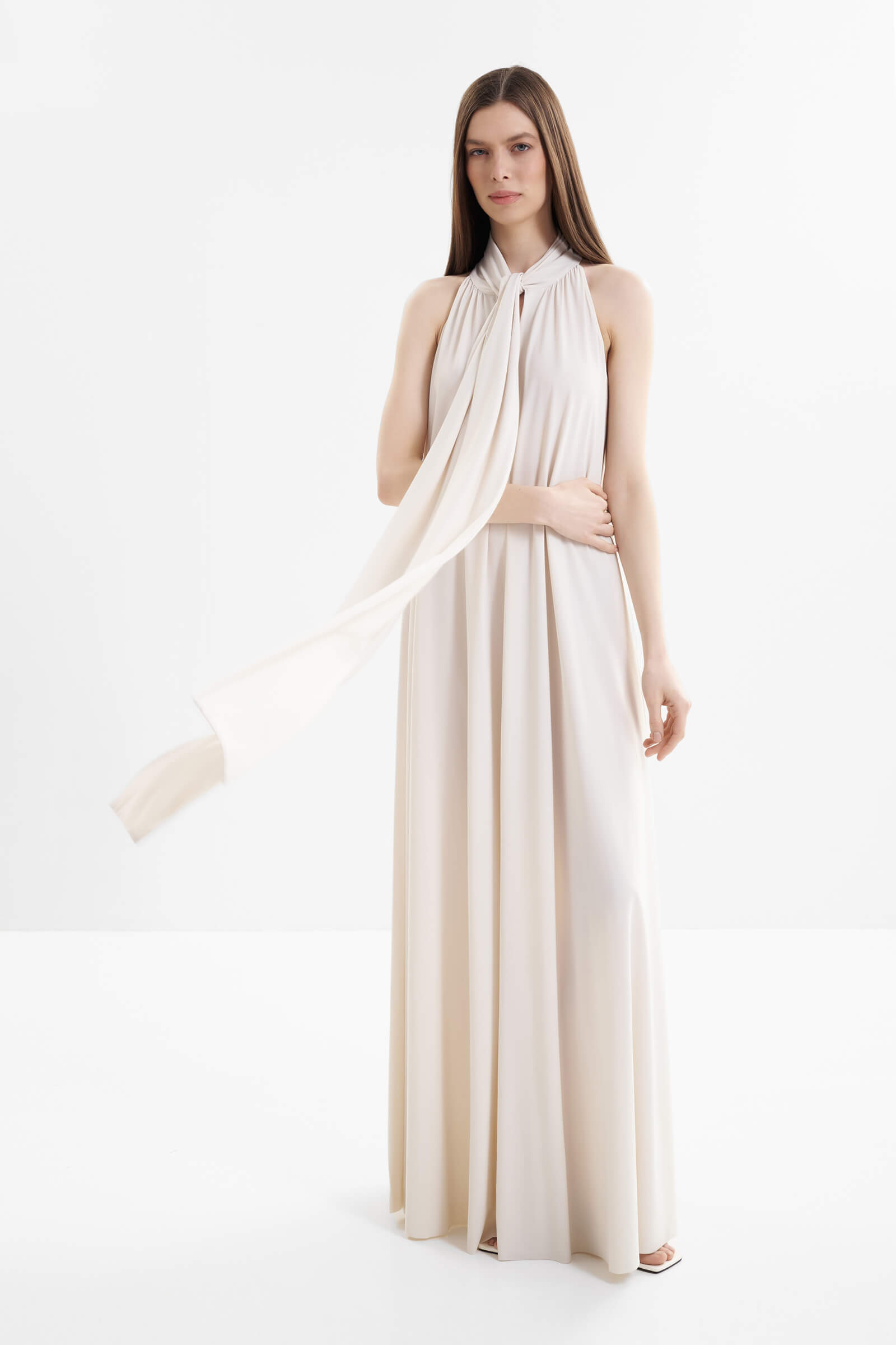 Платье макси с воротником-аскот Shan 