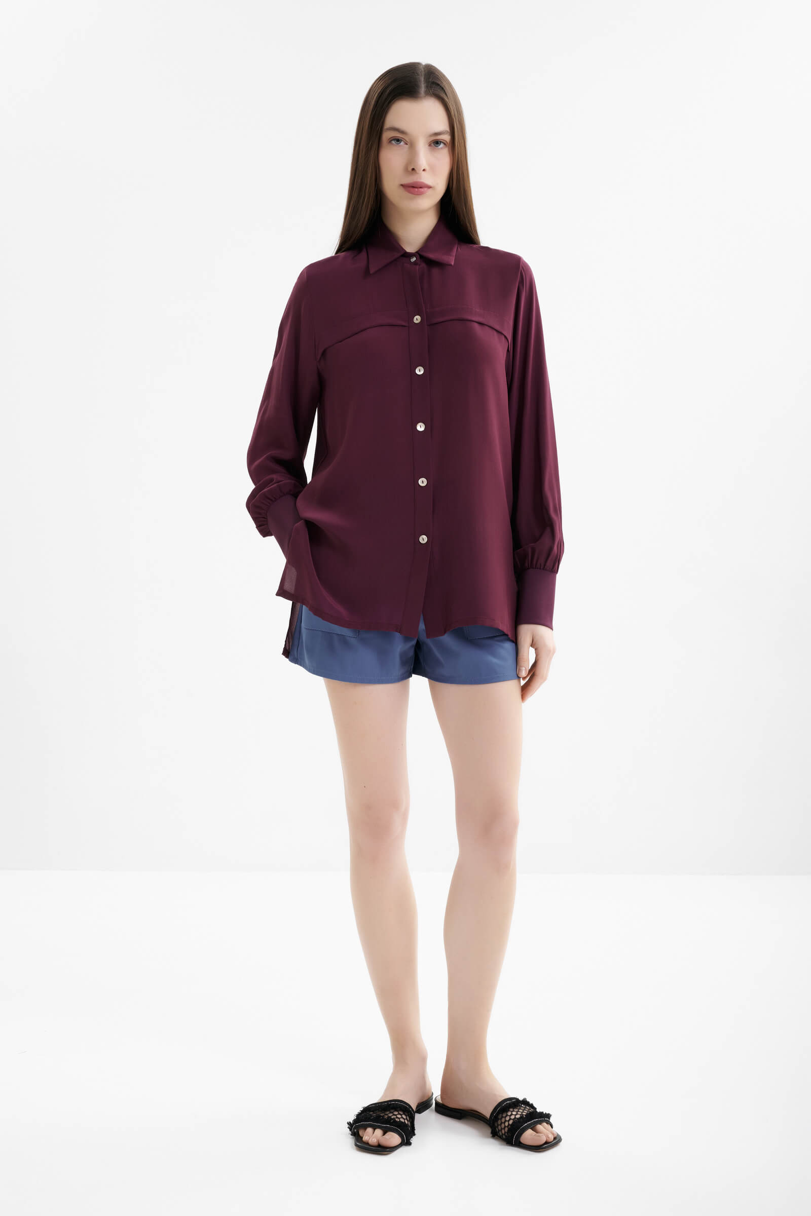 Шелковая рубашка с широкими манжетами Shan 