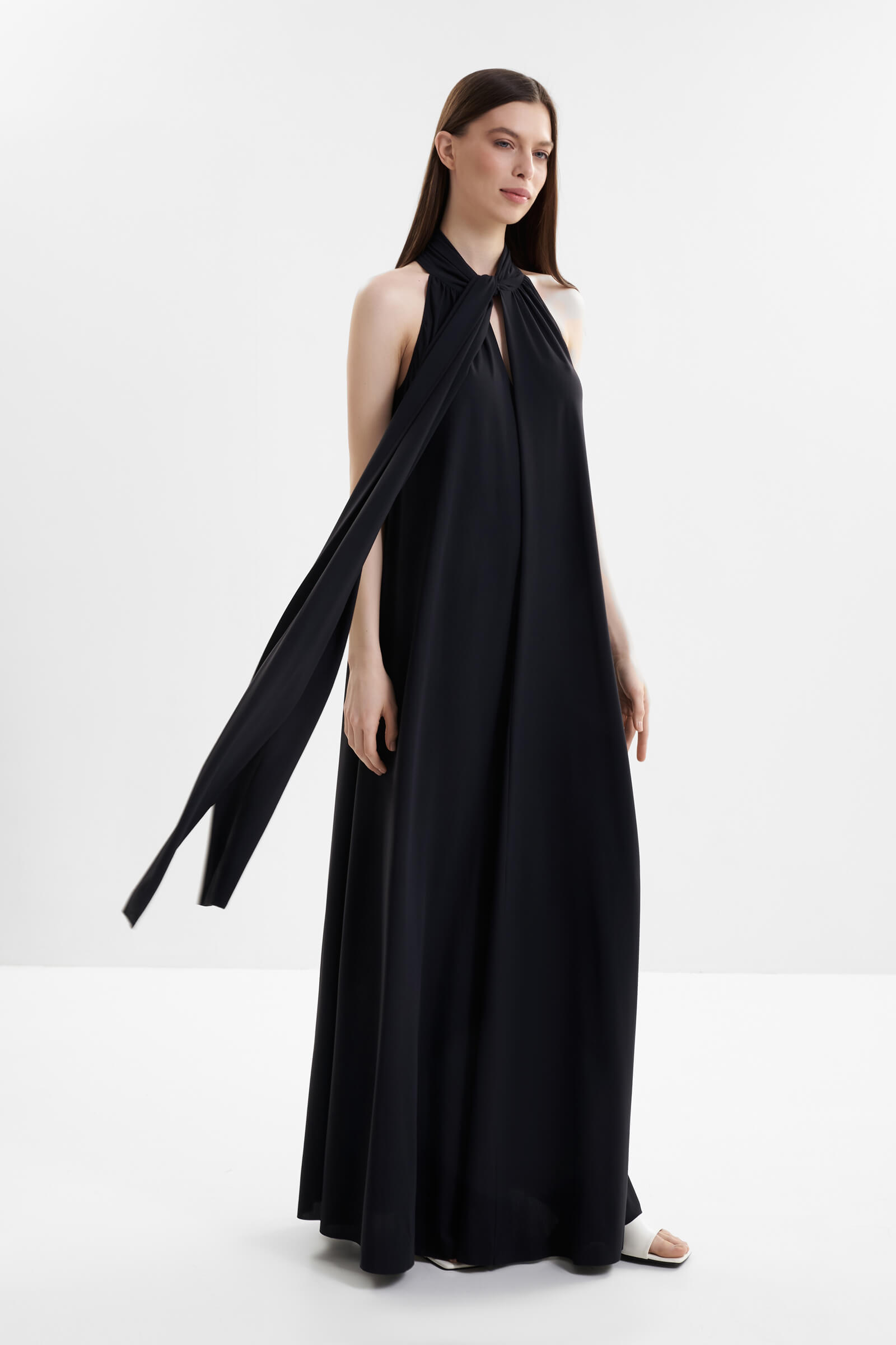 Платье макси с воротником-аскот Shan 