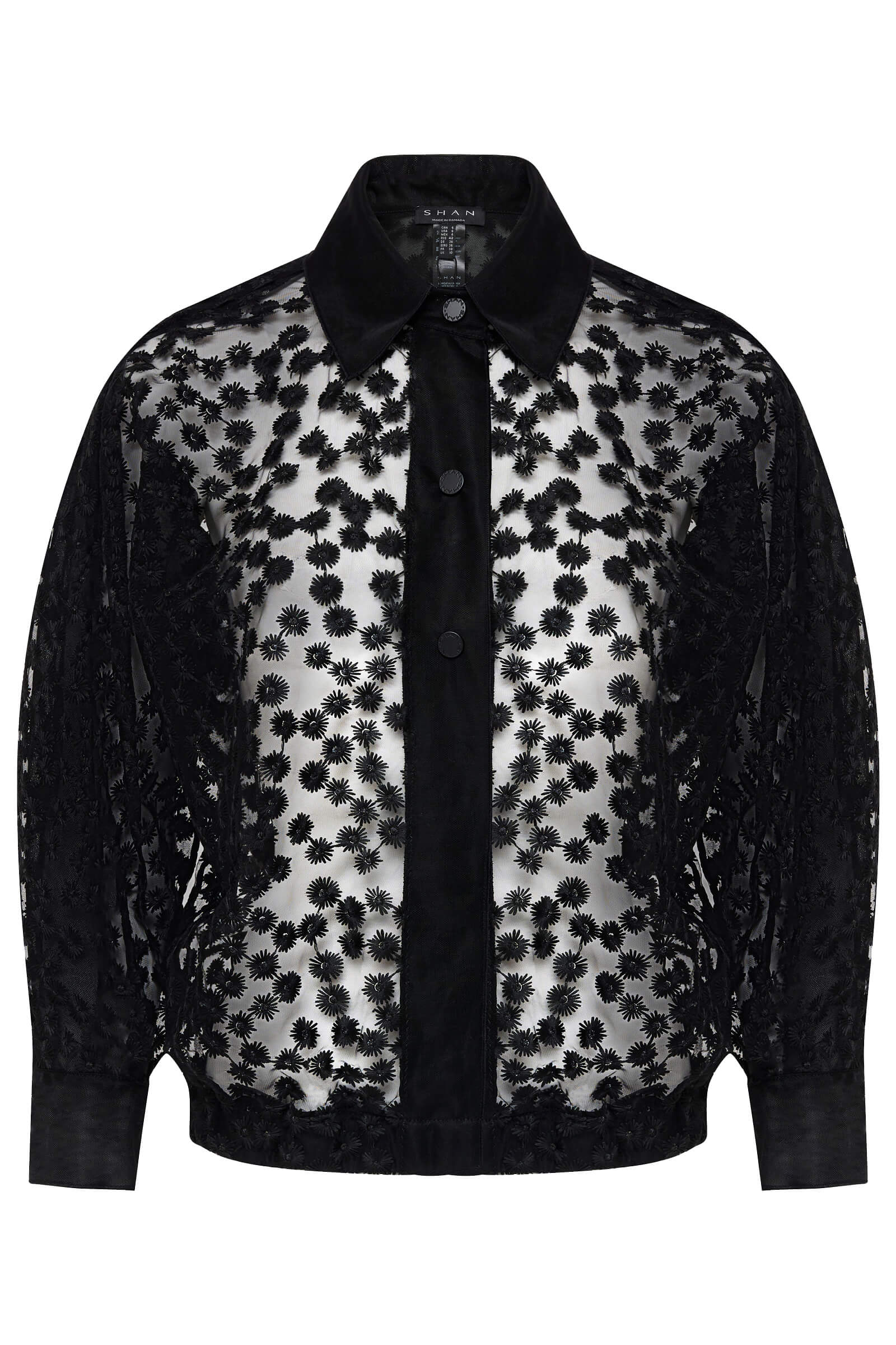 Прозрачная блуза на кнопках с цветочной вышивкой Shan 