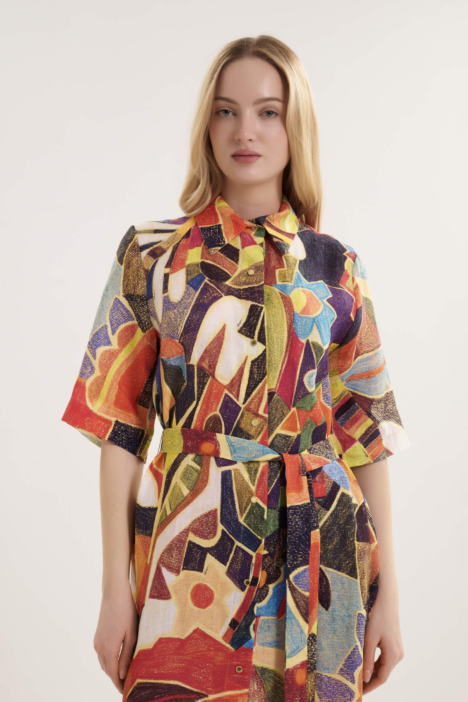 Платье-рубашка из 100% льна Shan 