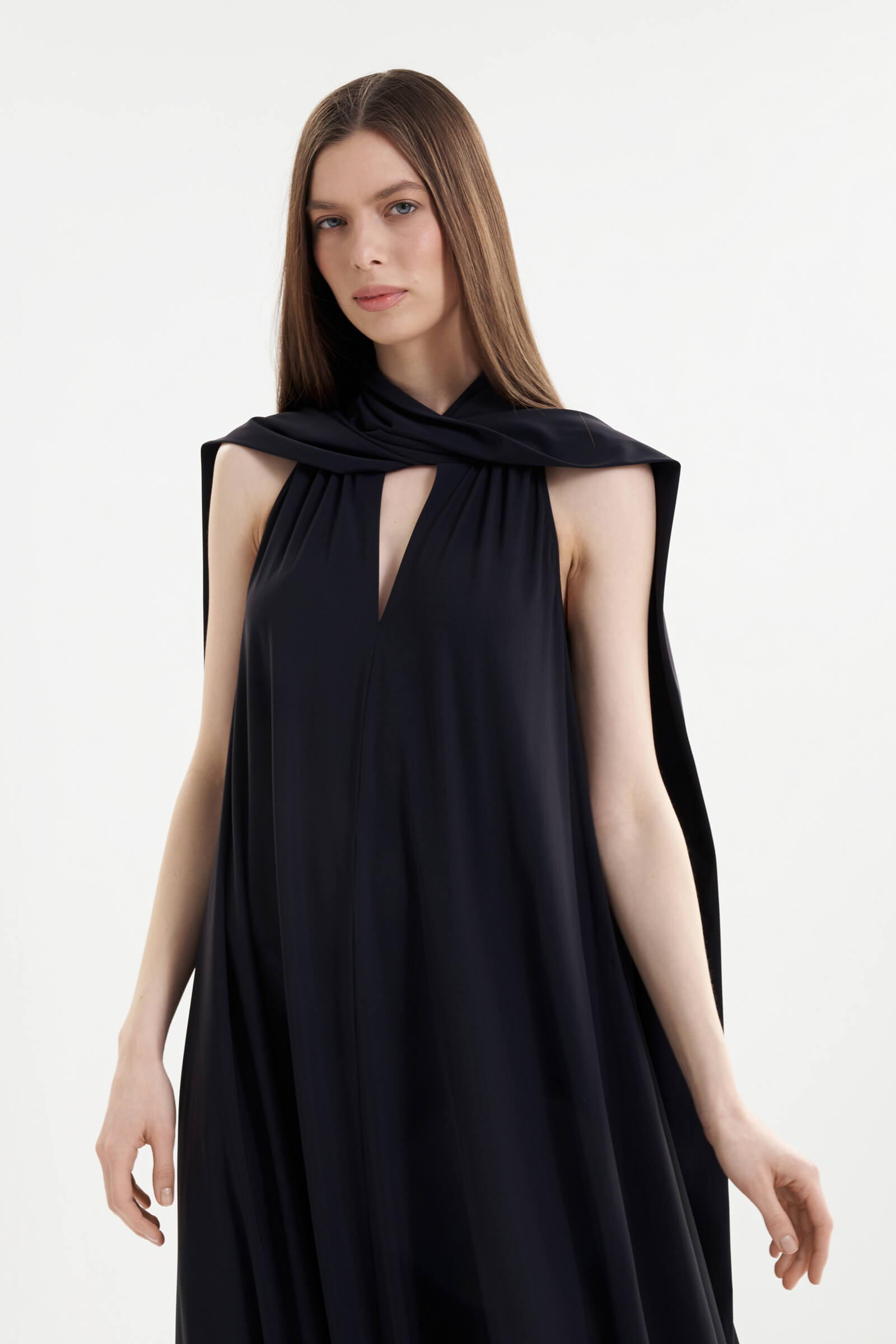 Платье макси с воротником-аскот Shan 