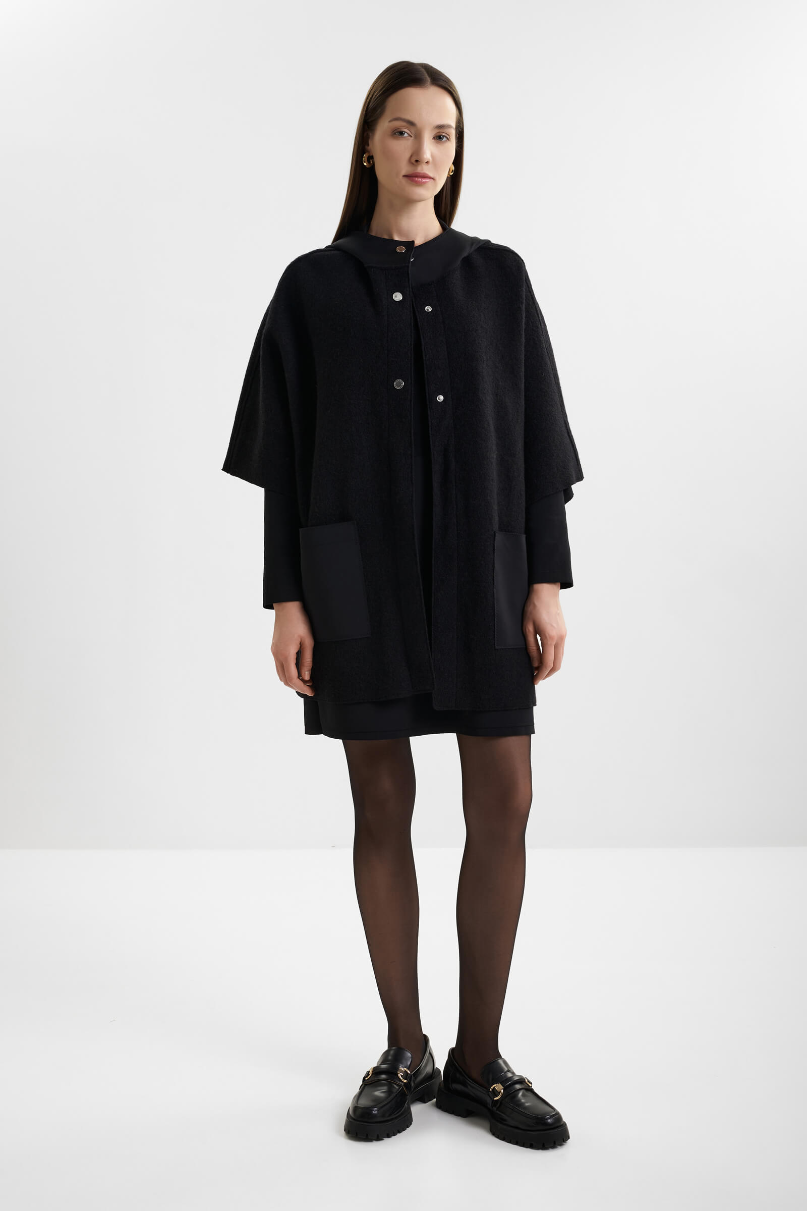 Пончо из 100% шерсти с капюшоном Shan 