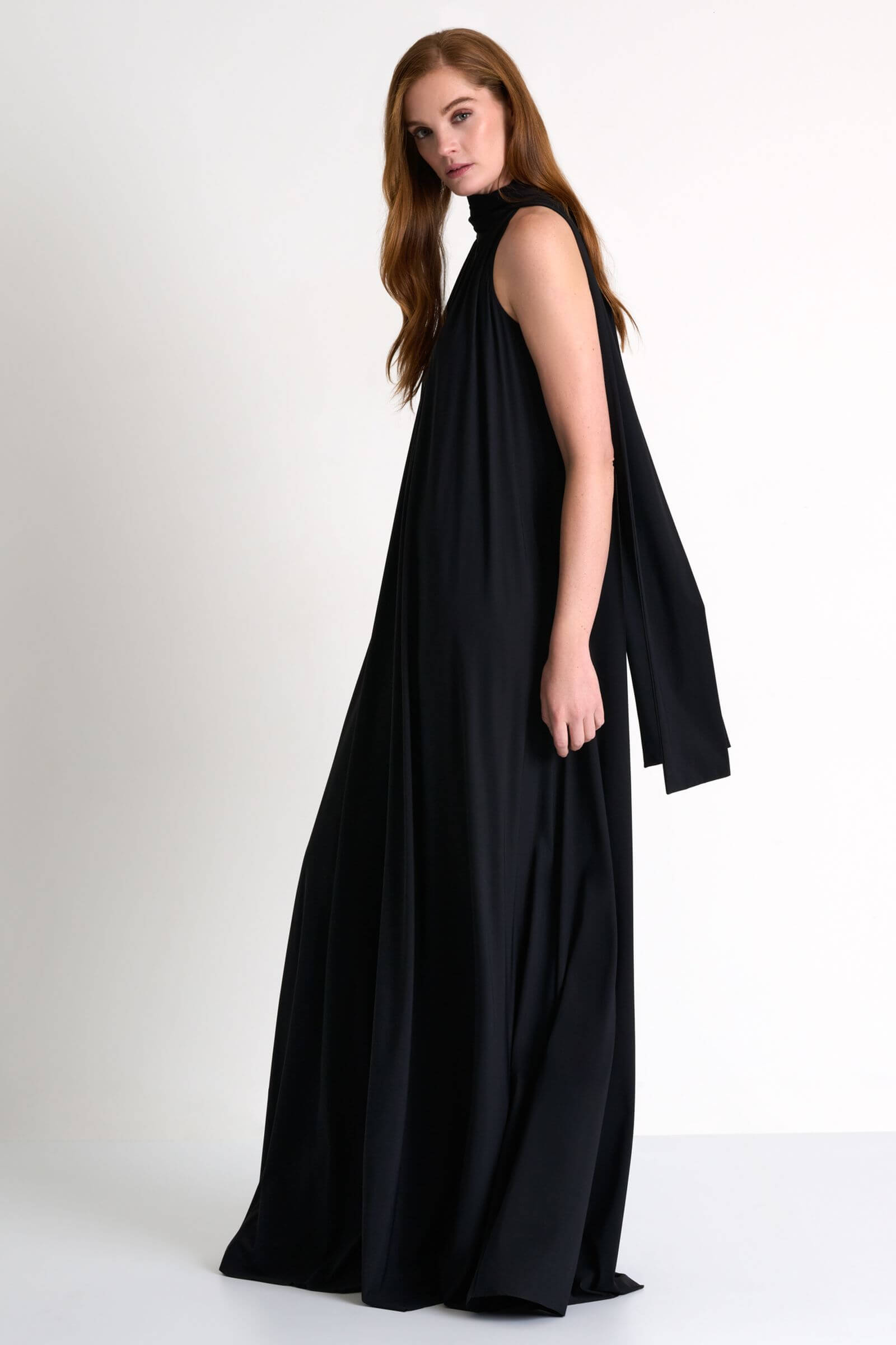 Платье макси с воротником-аскот Shan 