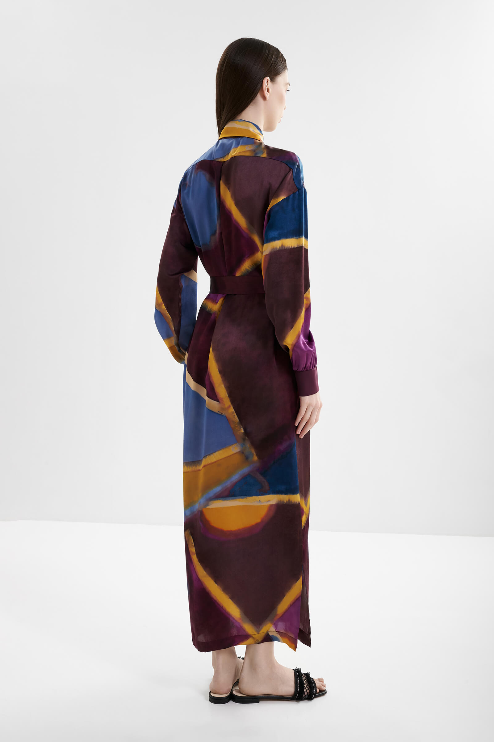 Шелковое платье-рубашка с поясом Shan 