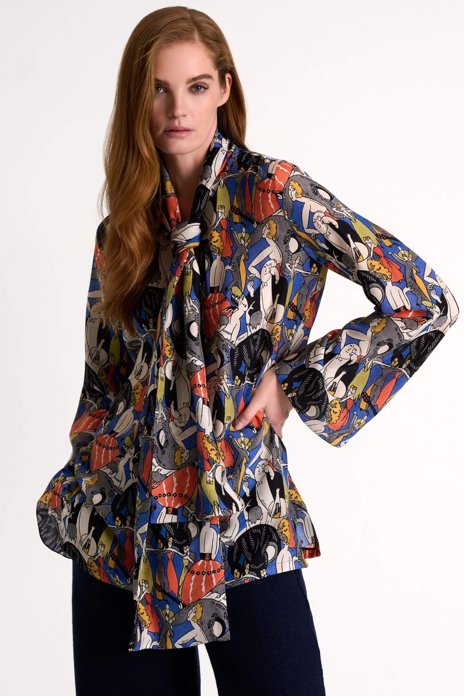 Шелковая блузка с воротником-аскот Shan 