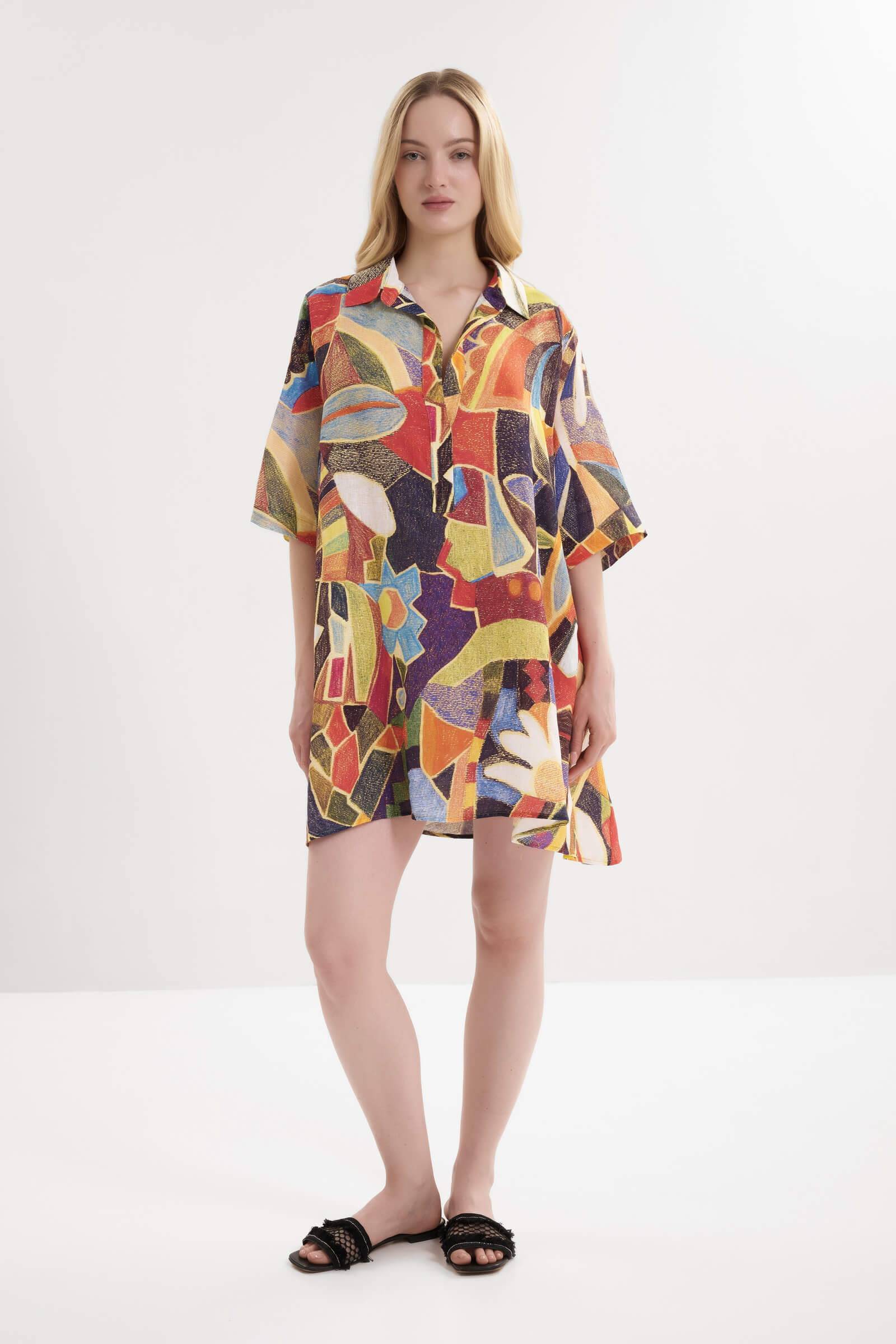 Платье-рубашка из 100% льна Shan 