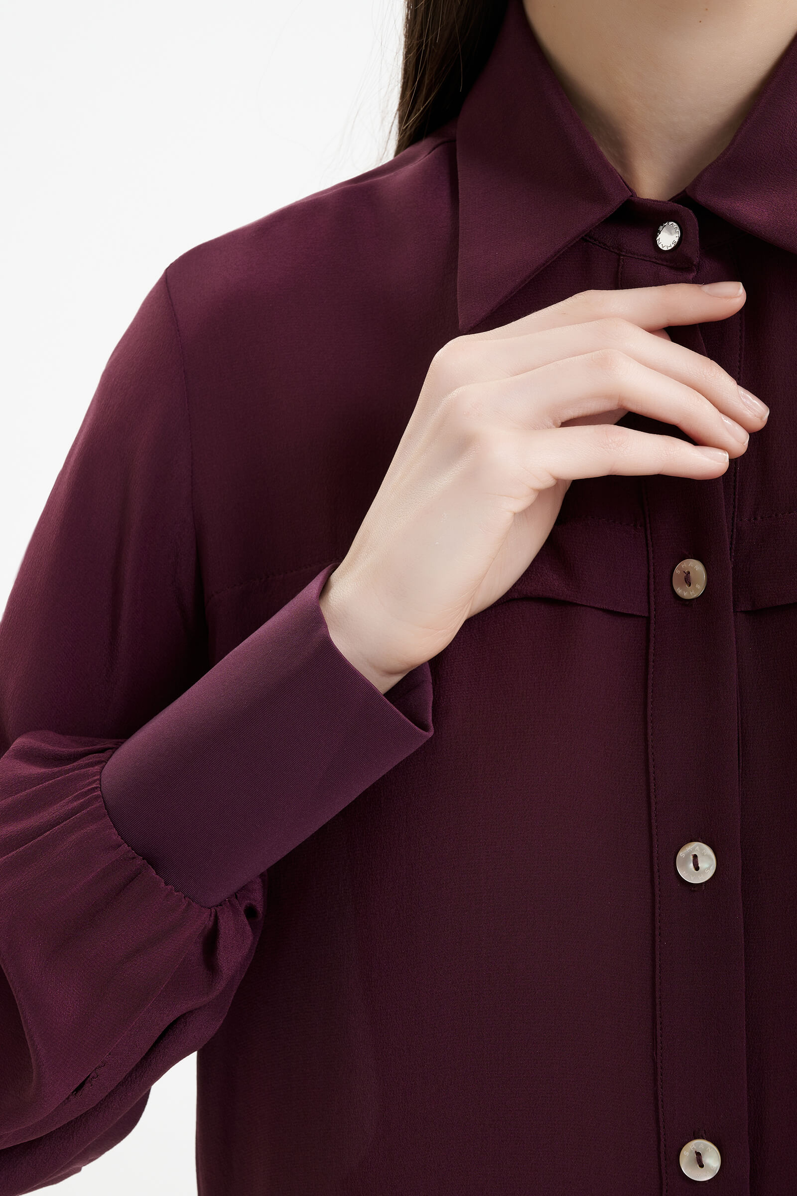 Шелковая рубашка с широкими манжетами Shan 