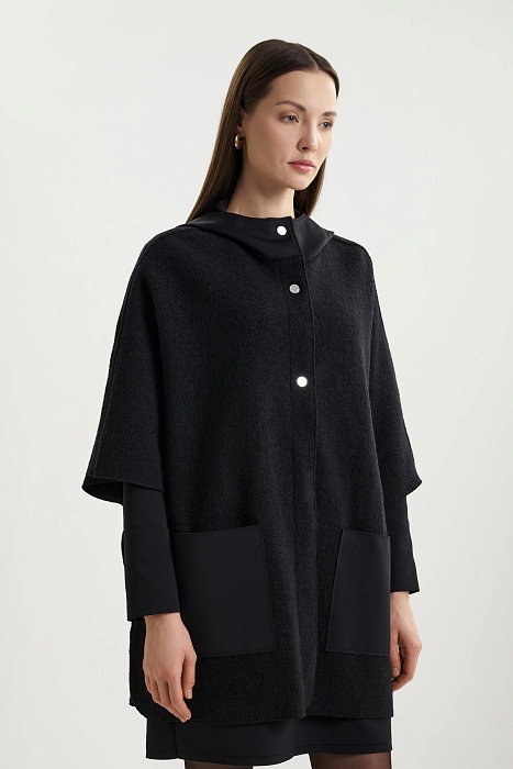 Пончо из 100% шерсти с капюшоном Shan  