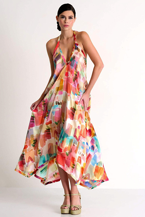 Шелковое платье с открытой спиной Shan  