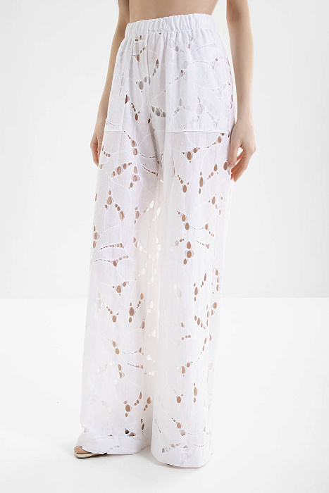 Брюки из органического хлопка с вышивкой ришелье Shan  