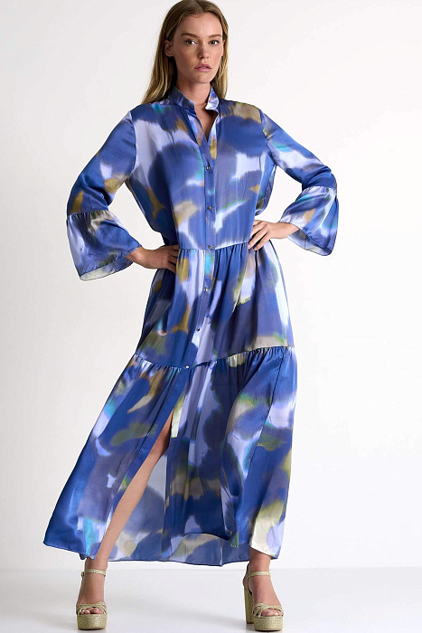 Шелковое платье-рубашка свободного кроя Shan  