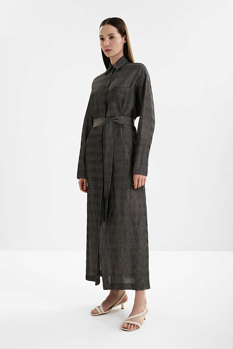 Платье-рубашка из вискозы и льна Shan  