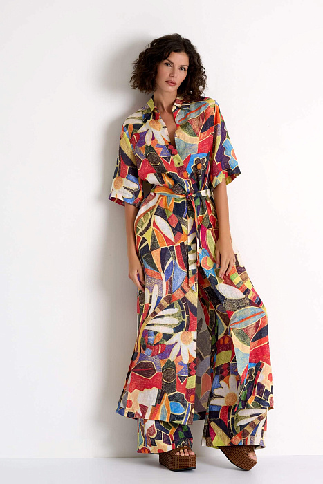 Платье-рубашка из 100% льна Shan  