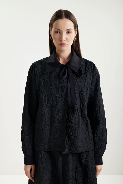 Фактурный жакет с воротником на завязках Shan  