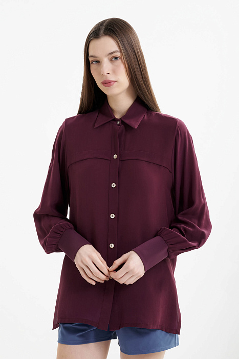 Шелковая рубашка с широкими манжетами Shan  