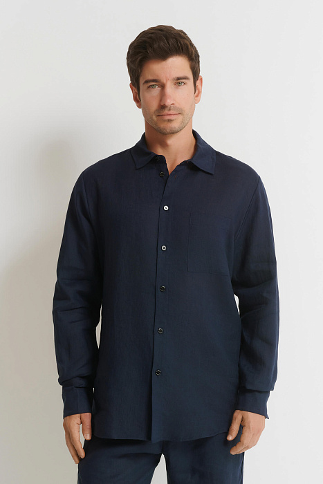 Льняная рубашка с длинным рукавом Shan  