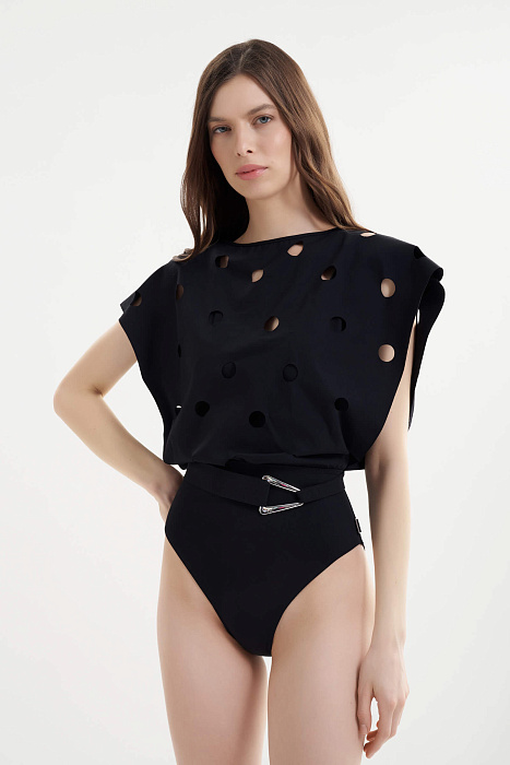 Слитный купальник с перфорацией Shan  