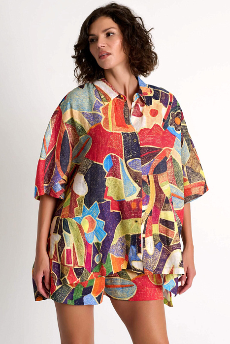 Льняная рубашка с рукавом до локтя Shan  