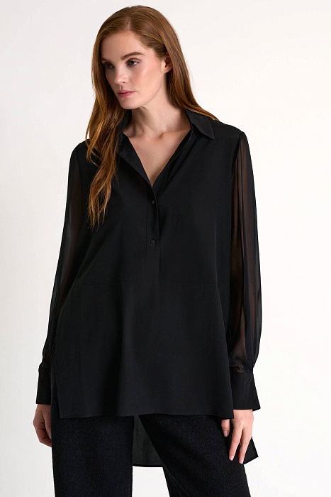 Шелковая блузка с удлиненной спинкой Shan  